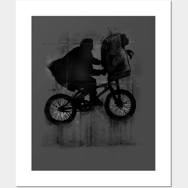 Boy with Bike and Alien Wall Art by Zascanauta